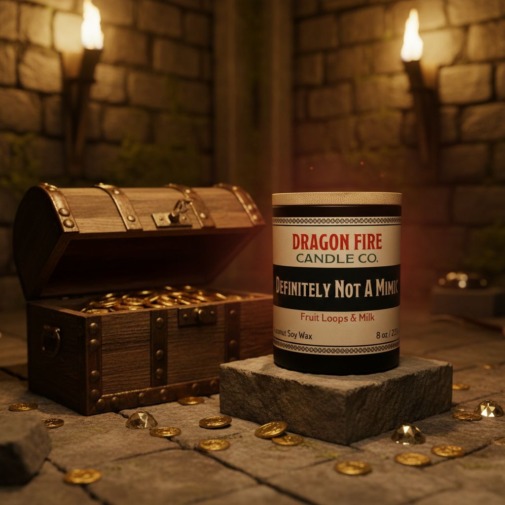 Definitely Not A Mimic candle in fantasy dungeon setting