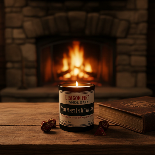 You Meet In A Tavern candle in fantasy tavern setting